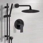 Remer SFR83 Matte Black Shower Set With Rain Shower Head and Hand Shower